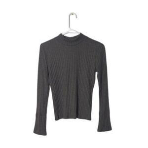 Michael Stars Ribbed Olive Long-Sleeve Top XS